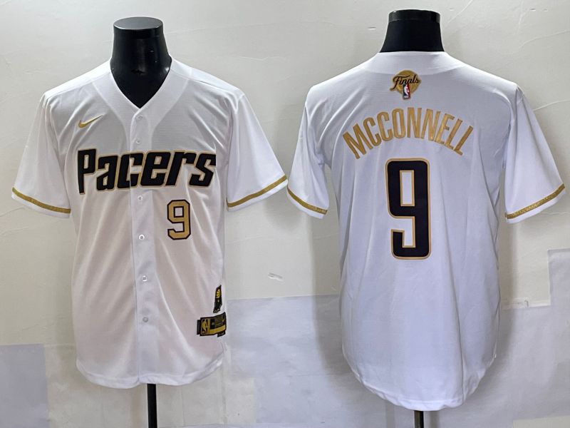 Men 2025 Indiana Pacers #9 Mcconnell White Joint Name NBA Jersey style 2